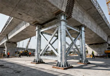 Doka shoring tower supporting bridge deck formwork