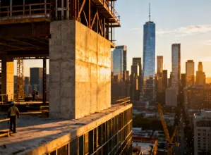Commercial building construction with formwork