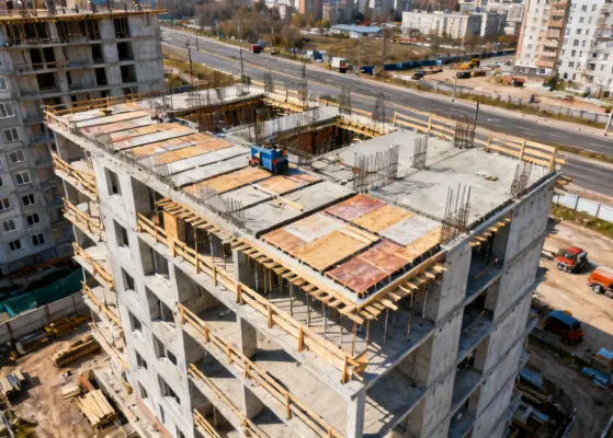 Residential multi-story construction using Doka slab formwork tables