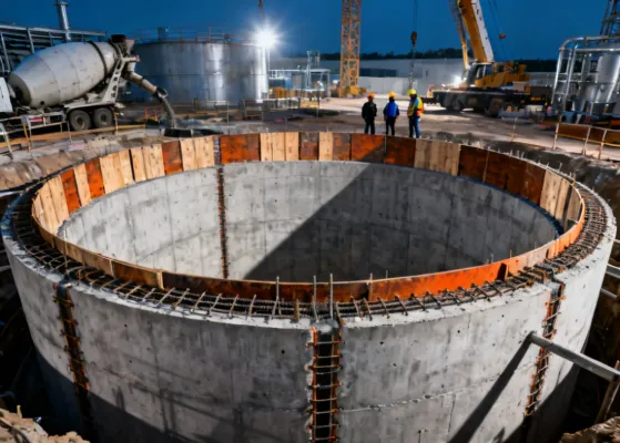 Industrial concrete tank construction with Doka formwork