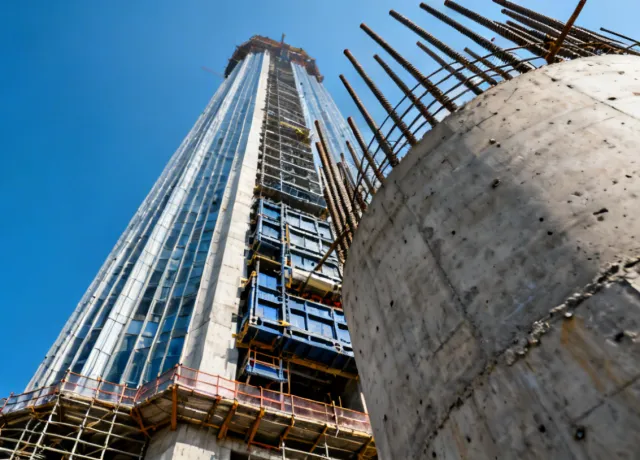 Supertall tower construction with Doka self-climbing formwork